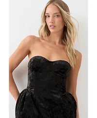 MissPap Women's Bonded Velvet Lantern Skirt Mini Dress