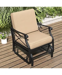 Slickblue Outdoor Rocking Glider Chair with Thick Seat Cushions and Metal Frame