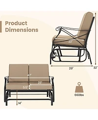 Slickblue Patio Loveseat Glider Chair with Thick Cushions and Metal Frame