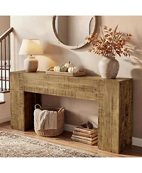 Tribesigns Solid Wood Console Table, 63-Inch Farmhouse Sofa Table Behind Couch for Entryway, Living Room, Hallway, Foyer, Easy Assembly