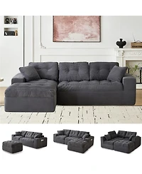 gaomon 104 inch L Shaped Corduroy Sectional Sofa No Assembly