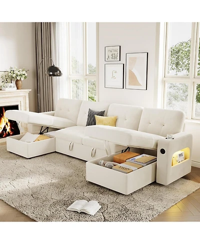 gaomon Modular Sofa with Storage, 107" Sleeper Sofa Bed Sectional Cloud Couch