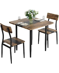 gaomon Dining Table Set, Metal Frame and Mdf Board, Two-Tone Splicing Design