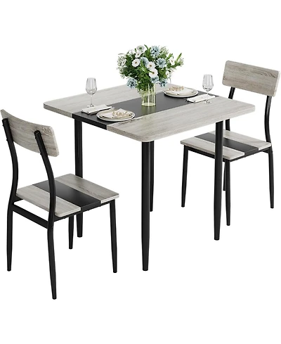gaomon Dining Table Set, Metal Frame and Mdf Board, Two-Tone Splicing Design