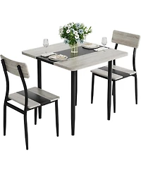 gaomon Dining Table Set, Metal Frame and Mdf Board, Two-Tone Splicing Design