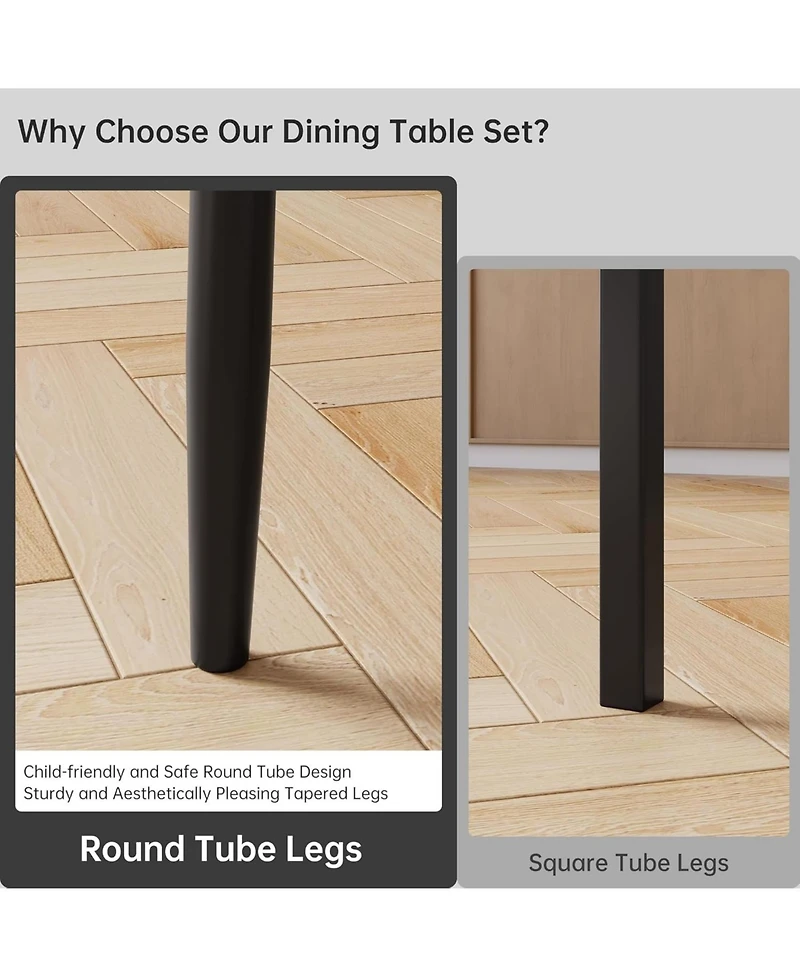gaomon Dining Table Set, Metal Frame and Mdf Board, Two-Tone Splicing Design