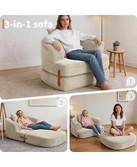 homfan 3-in-1 Folding Memory Foam Sofa Bed, Convertible Floor Futon Chair with Washable Cover
