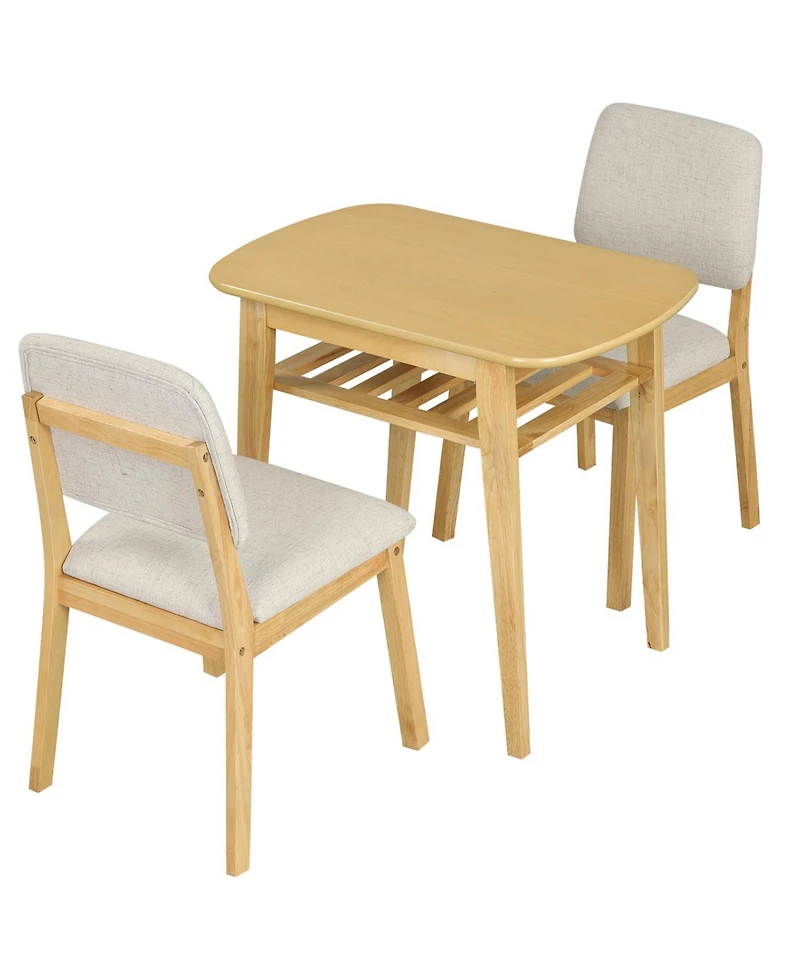 Slickblue 3 Piece Kitchen Dining Table Set with Upholstered Chairs for 2 Person