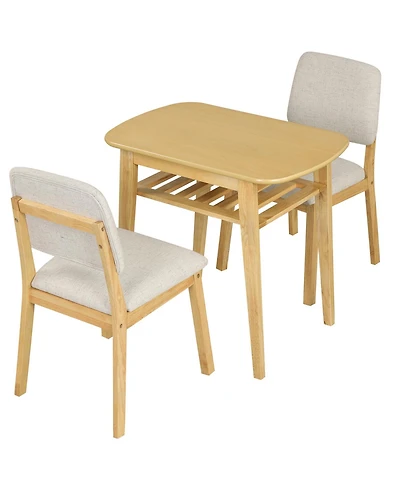 Slickblue 3 Piece Kitchen Dining Table Set with Upholstered Chairs for 2 Person