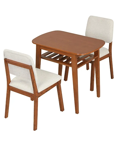 Slickblue 3 Piece Kitchen Dining Table Set with Upholstered Chairs for 2 Person