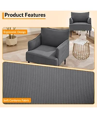 homfan Single Armchair with Removable Cushions, Wood Frame and Metal Legs, 300 Lbs Capacity, for Living Room and Bedroom