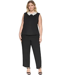 Karl Lagerfeld Paris Plus Imitation Pearl Collar Knit Top
