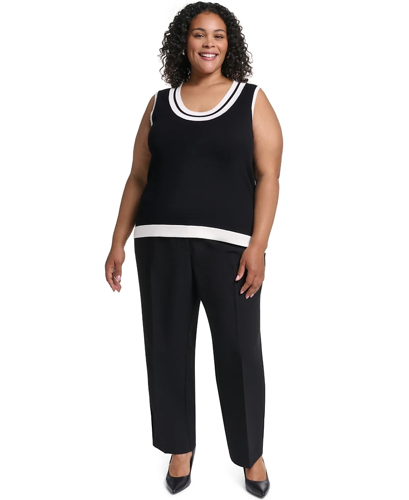 Karl Lagerfeld Paris Plus Scoop Neck Knit Tank Top