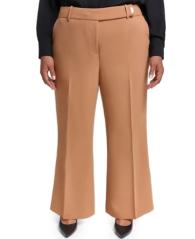 Karl Lagerfeld Paris Plus Wide Leg Mid-Rise Woven Pants