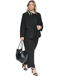 Karl Lagerfeld Paris Plus One-Button Reverse Lapel Banded Blazer
