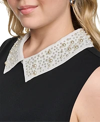 Karl Lagerfeld Paris Plus Imitation Pearl Collar Knit Top