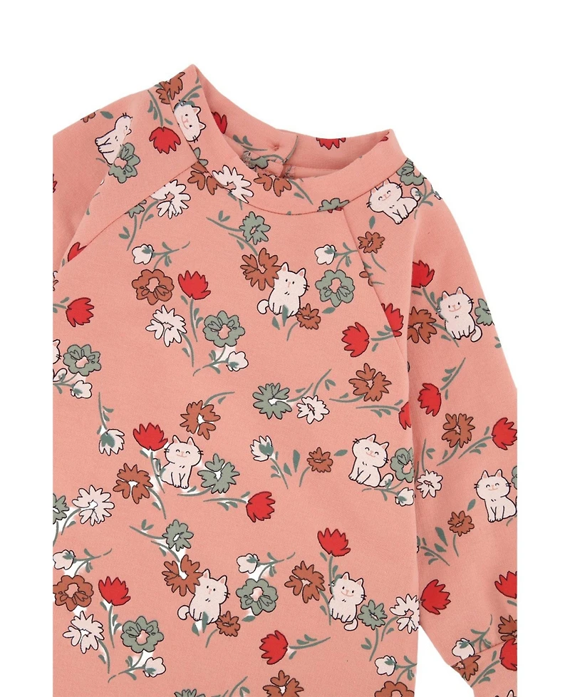 Deux par Toddler Girl French Terry Dress Cat Print