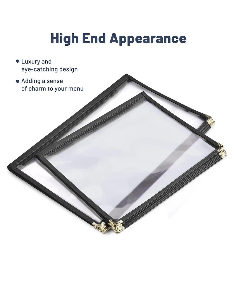 Yescom 30 Pack Menu Covers 8.5 x 11" Book Style Menu Holders 4 Pages 8 Views Restaurant Bar Black