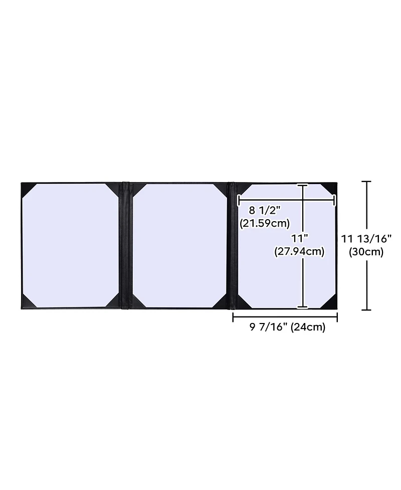 Yescom WeChef Restaurant Menu Covers 8.5x11" Trifold 3 View Pu Leather with Angled Corners for Wine List Bar Hotel 5 Pack