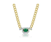 Rachel Glauber Unique 14K Gold Plated Brilliant Cz Link Chain Necklace