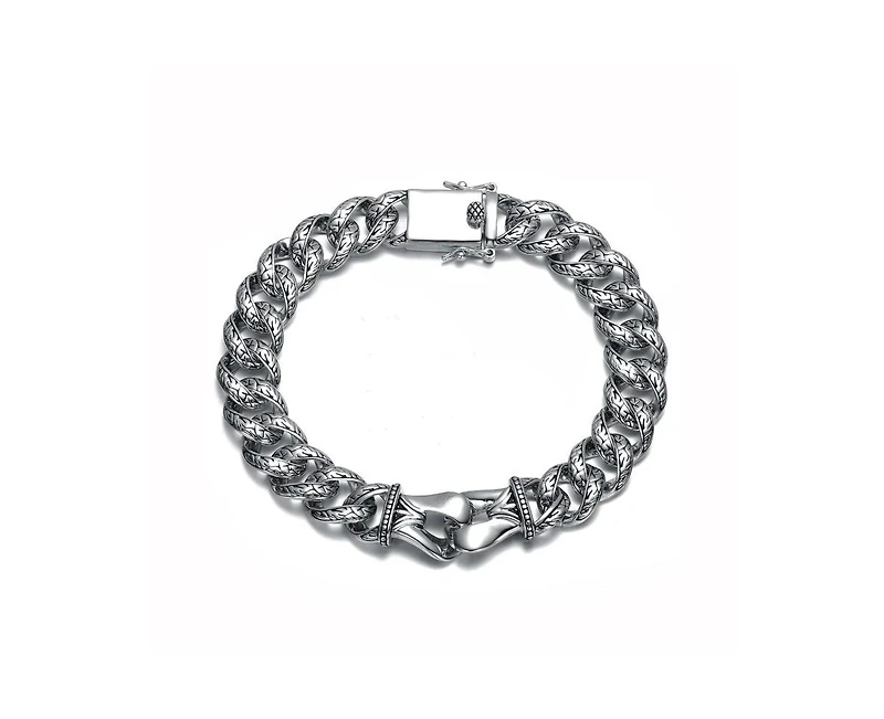 Rachel Glauber Unique Men's 14K Gold Plated Vine Enamel Detail Chain Bracelet