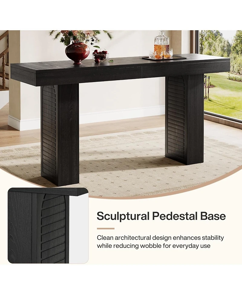 Tribesigns 70.9" Extra Long Bar Table, Counter Height Pub Table with Sturdy Pedestal Base, Modern Rustic Rectangular