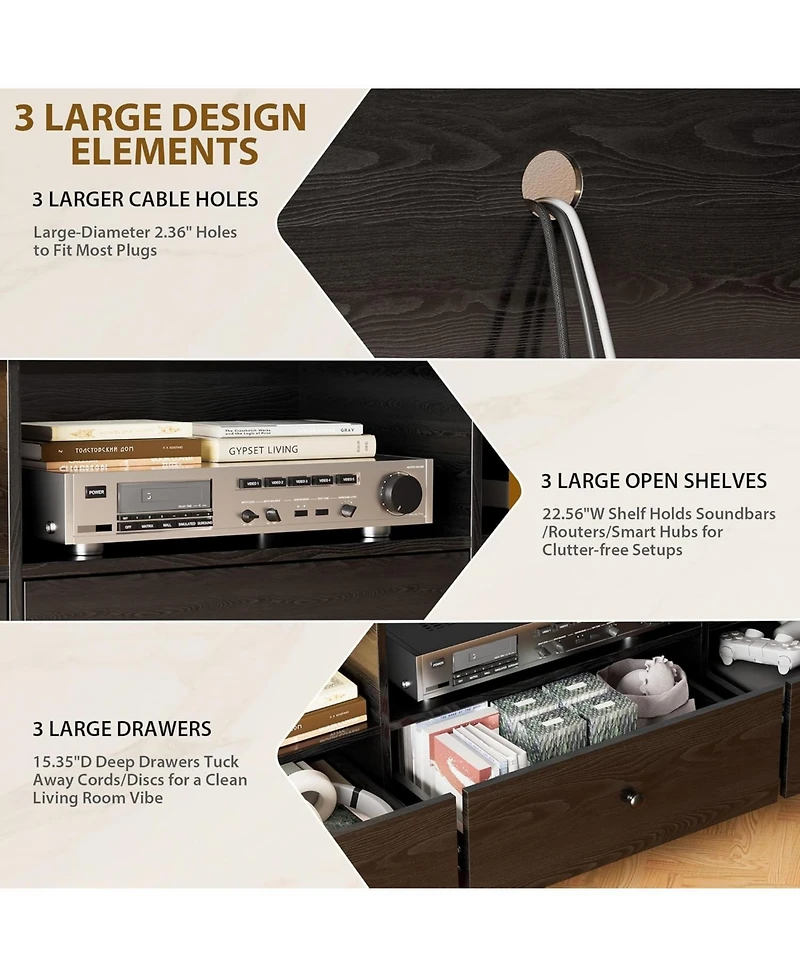 gaomon Tv Stand for Up to 80inch TVs, Entertainment Center with Triple Shield Defense and Oversized Drawer