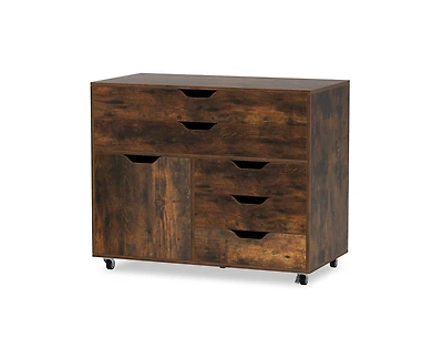 Vertical 5-Drawer Mobile Chest with Door and 5 Casters – Modern Storage Cabinet for Bedroom or Office