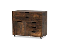 Vertical 5-Drawer Mobile Chest with Door and 5 Casters – Modern Storage Cabinet for Bedroom or Office