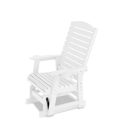 Mega Casa Poly Lumber Patio Glider for One Person, with Cup Holders, High Backrest and Deep Contoured Seat, Hips Material, All-Weather Resistant
