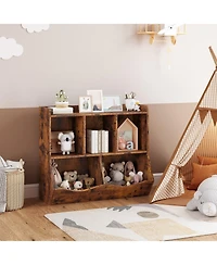 homfan Kids' Toy Storage Organizer with Open Compartments and Tilting Bins - Durable Safe Children's Bookshelf for Playroom Bedroom
