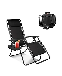 Aofar Zero Gravity Folding Reclining Lounge Chair with Side Tray