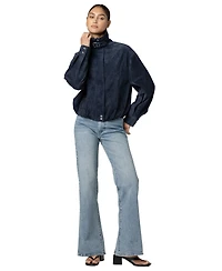 Blank Nyc Women's Midnight Drift High Collar Suede Bomber Jacket