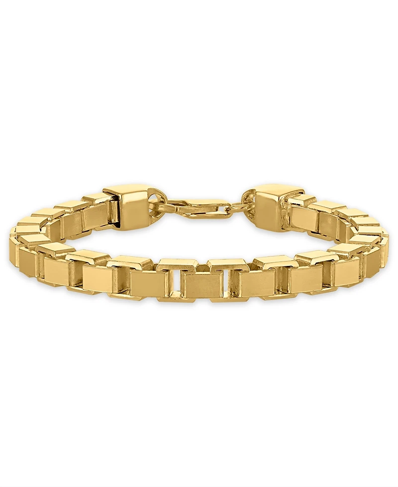 Men's Polished Box Chain Bracelet in 14k Gold Over Sterling Silver, Macy's Exclusive