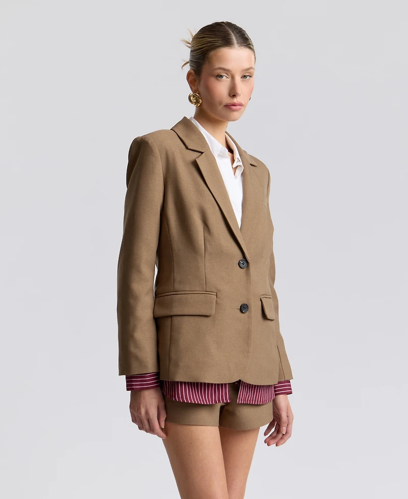 Avec Les Filles Women's Relaxed Notch Lapel Collar Blazer & Shirt
