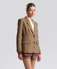 Avec Les Filles Women's Relaxed Notch Lapel Collar Blazer & Shirt