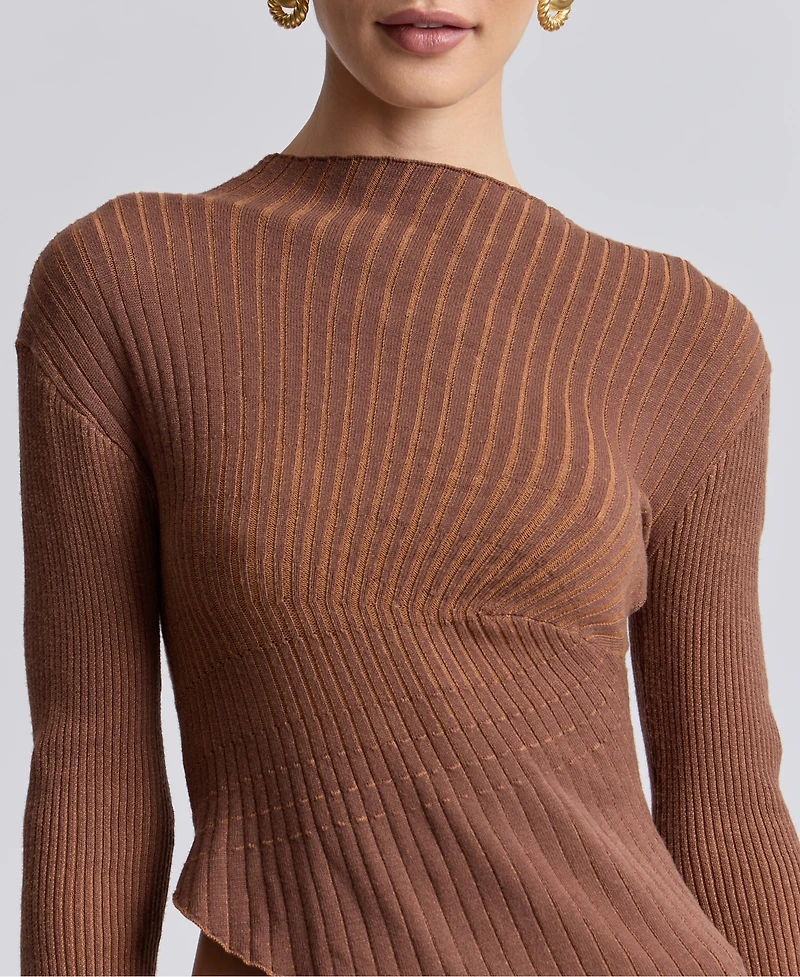 Avec Les Filles Women's Long-Sleeve Radial Rib Sweater