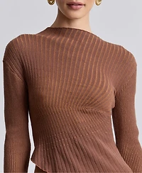 Avec Les Filles Women's Long-Sleeve Radial Rib Sweater