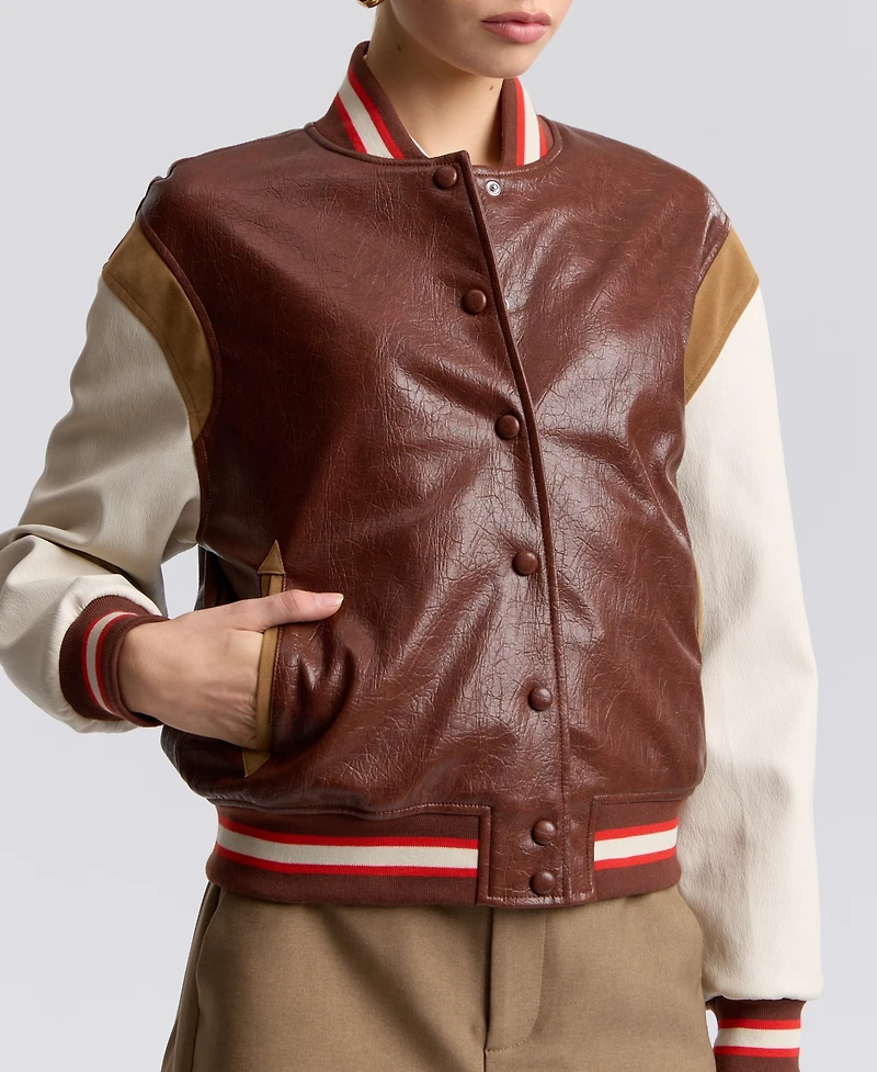 Avec Les Filles Women's Logo Varsity Colorblock Jacket