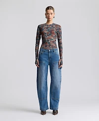 Avec Les Filles Women's Mid-Rise Curved-Leg Jeans