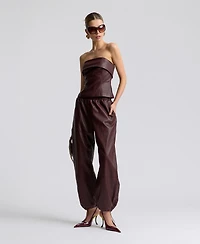 Avec Les Filles Women's Faux Leather Sleeveless Tube Top