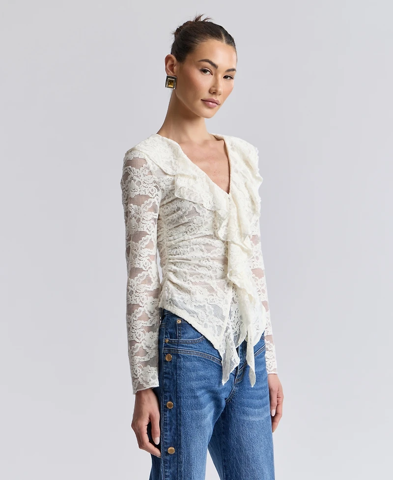 Avec Les Filles Women's Ruffle-Detail Lace Cardigan