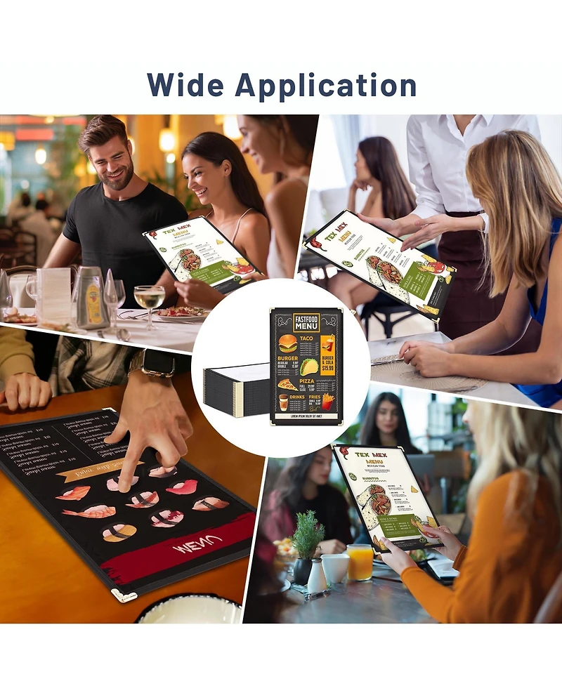 WeChef 60 Pack Restaurant Menu Covers 8.5x14" Single Page 2 View Pvc Transparent for Wine List Cafe Bar Club