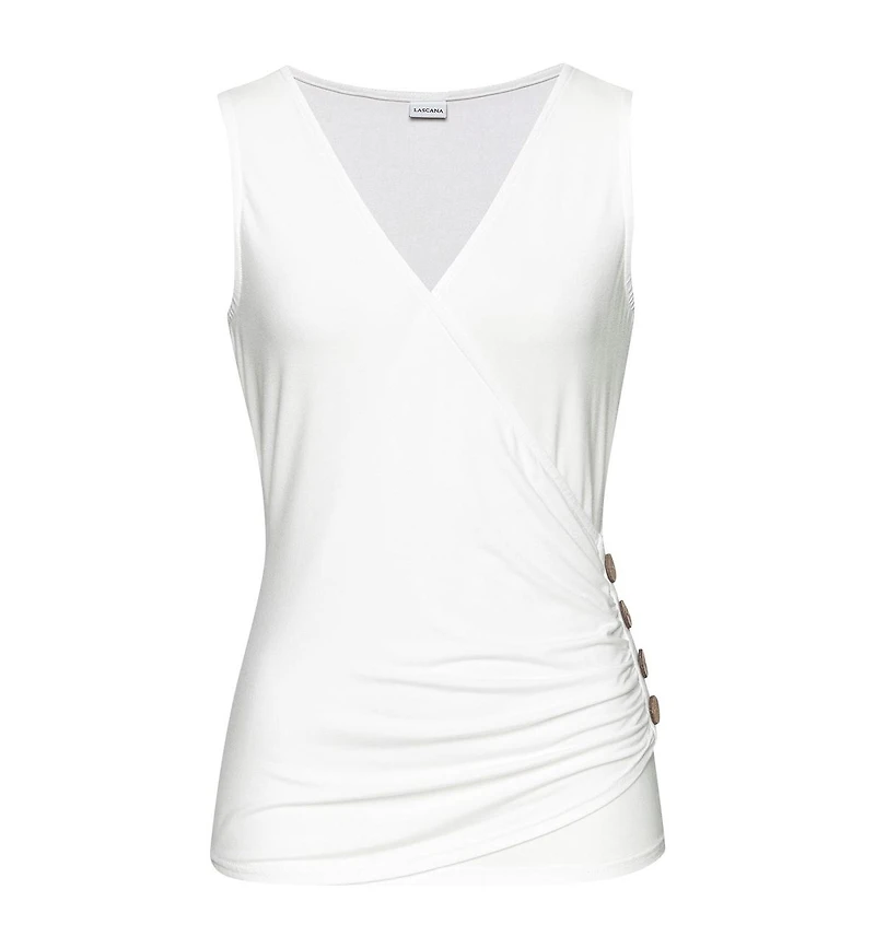 Lascana Women's Side Button Wrap Look Top