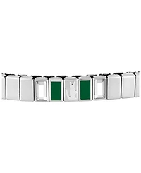 Lacoste Women's Courtline Gold-Tone Stainless Steel Green Enamel and Crystal Baguette Stretch Band Bracelet