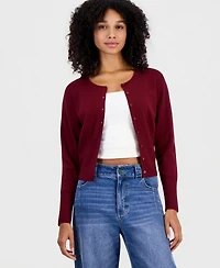 Madden Girl Juniors' Drop Shoulder High Rib Crewneck Cardigan