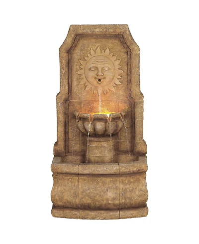 John Timberland Sun Villa 37" High Large Italian Outdoor Decor Faux Stone Floor Fountain with Light Led Outside Garden Patio