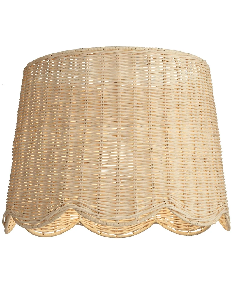 Springcrest 13" Top x 15 1/2" Bottom x 11 3/4" H x 11 3/4" Slant Lamp Shade Replacement Drum Unbleached Rattan Spider Harp Finial