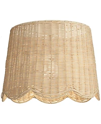 Springcrest 13" Top x 15 1/2" Bottom x 11 3/4" H x 11 3/4" Slant Lamp Shade Replacement Drum Unbleached Rattan Spider Harp Finial