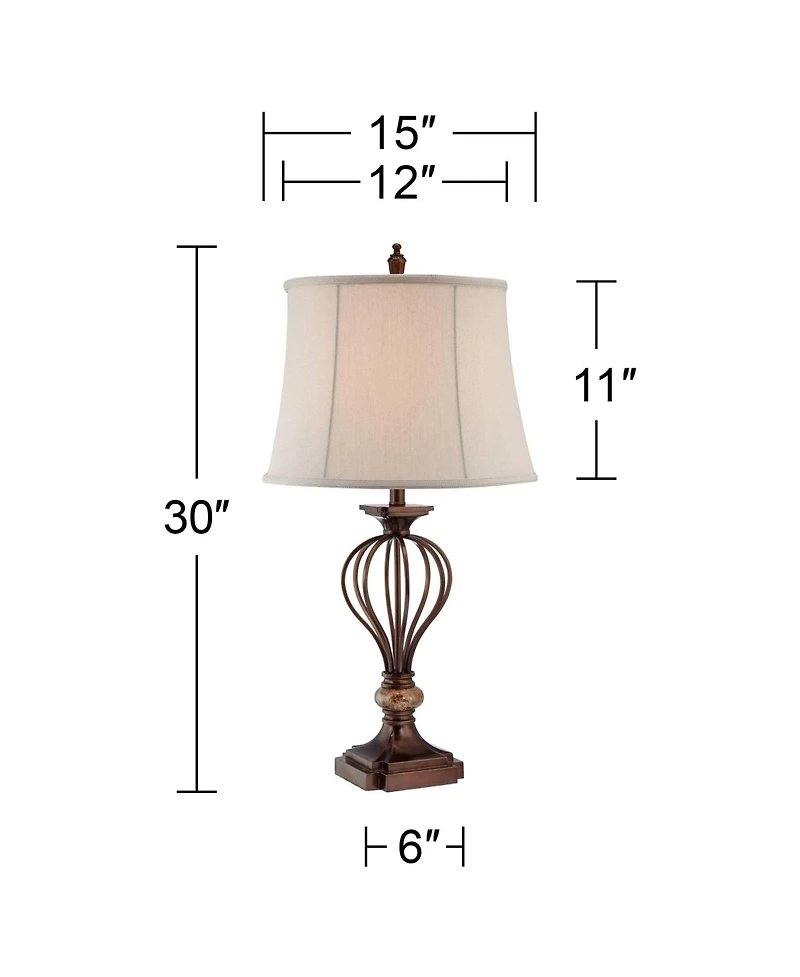 Kathy Ireland Villa Roma Traditional Table Lamp 29 1/2" Tall Dark Bronze Drum Shade for Bedroom Living Room Bedside Nightstand Office Kids